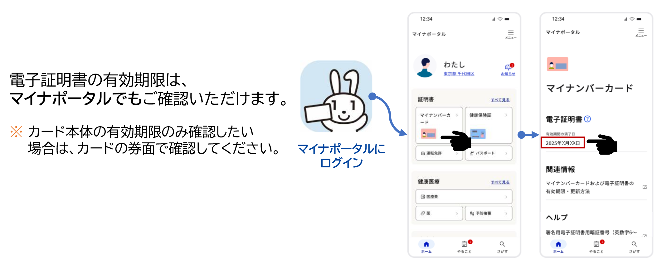 電子証明書の有効期限はマイナポータルでもご確認いただけます