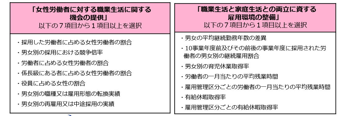女性労働者に対する職業生活に関する機会の提供と職業生活と家庭生活との両立に資する雇用環境の整備